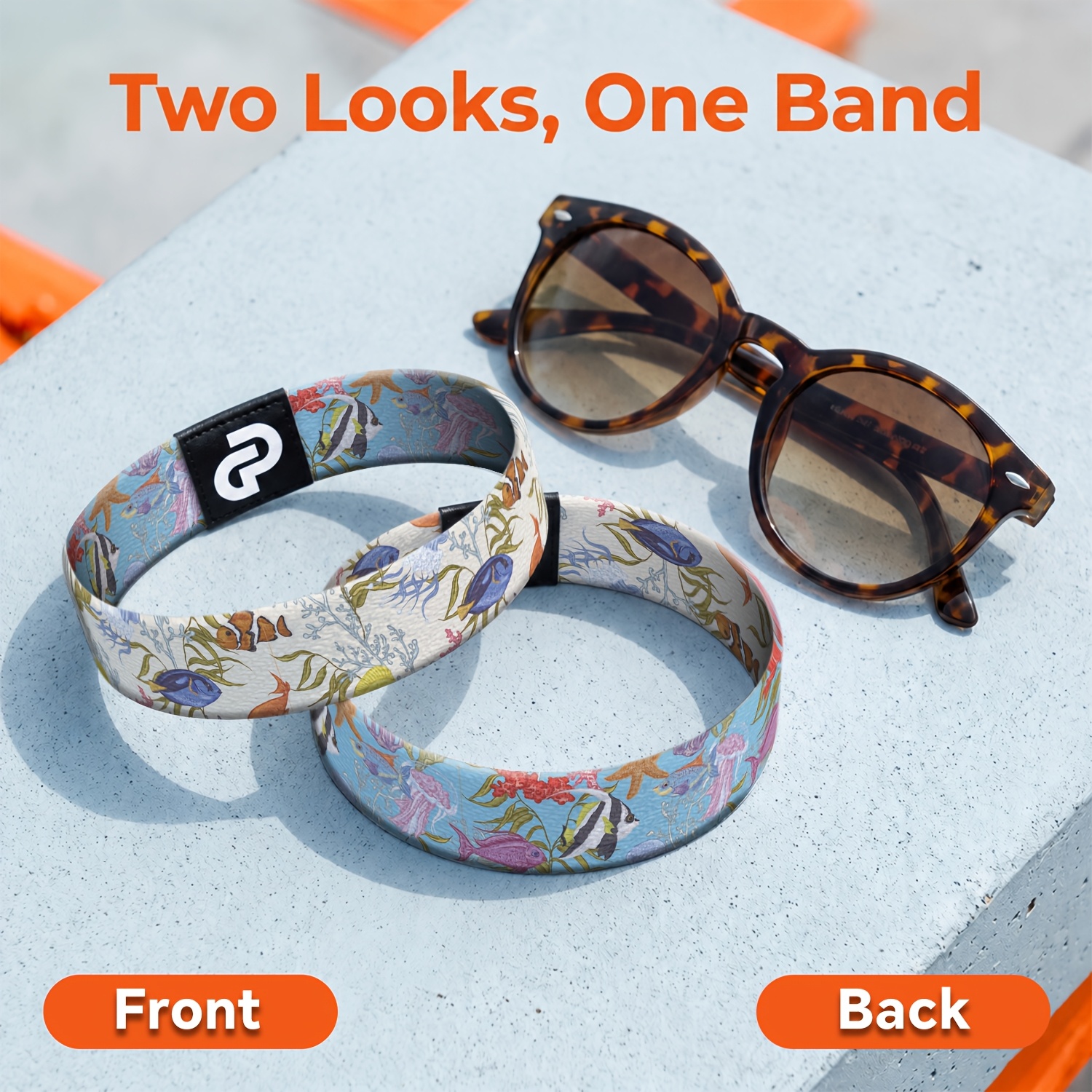 Ocean Fish Coral Print Elastic Woven Wristband